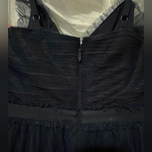 BCBGMAXAZRIA Evening Ruffled Gown, navy tiered tulle - Picture 10 of 13